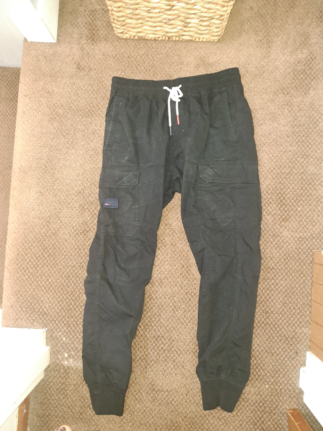 Tommy Jeans Black Cargo Jogger Pants Size M