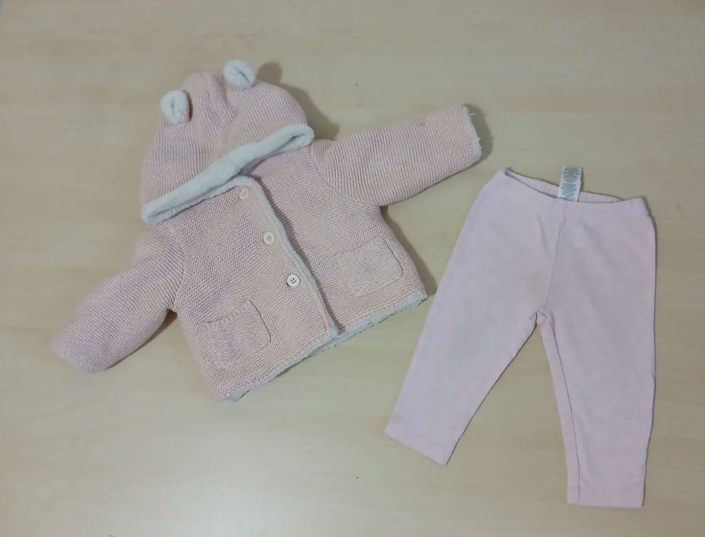 Pink Baby Sweater and Leggings Set