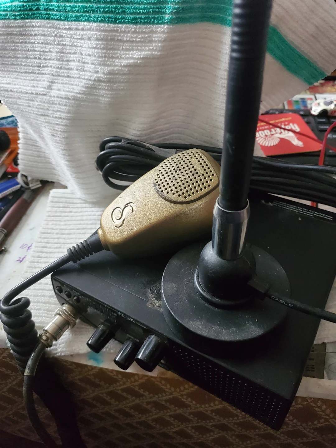 Cobra CB Radio with Microphone and Antenna