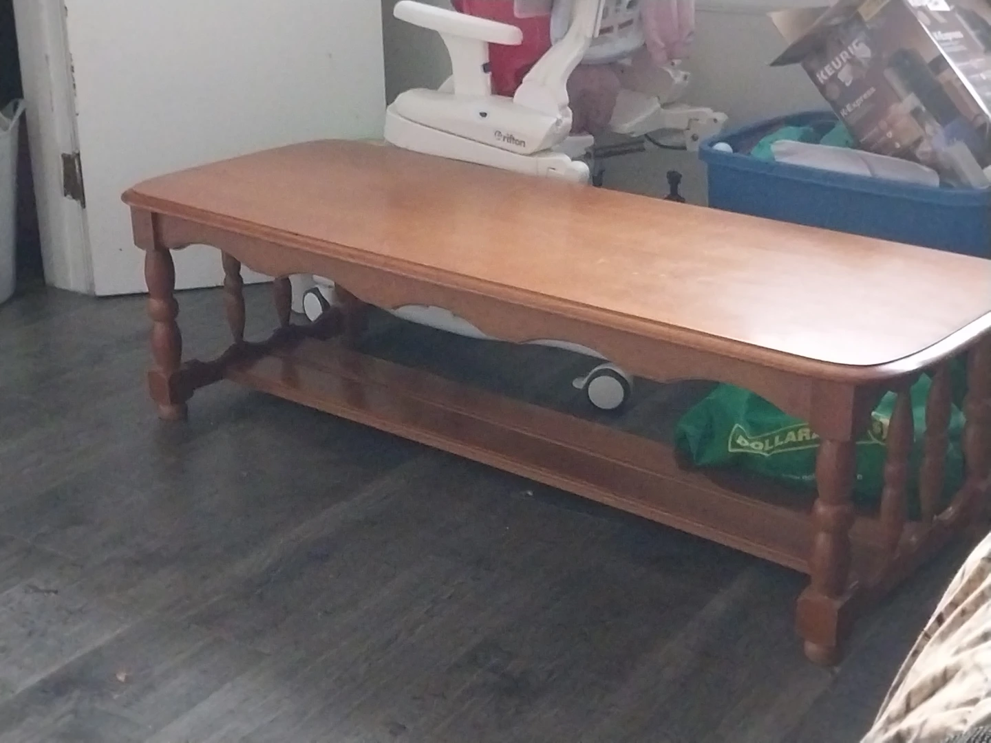 Wooden Coffee Table with Lower Shelf