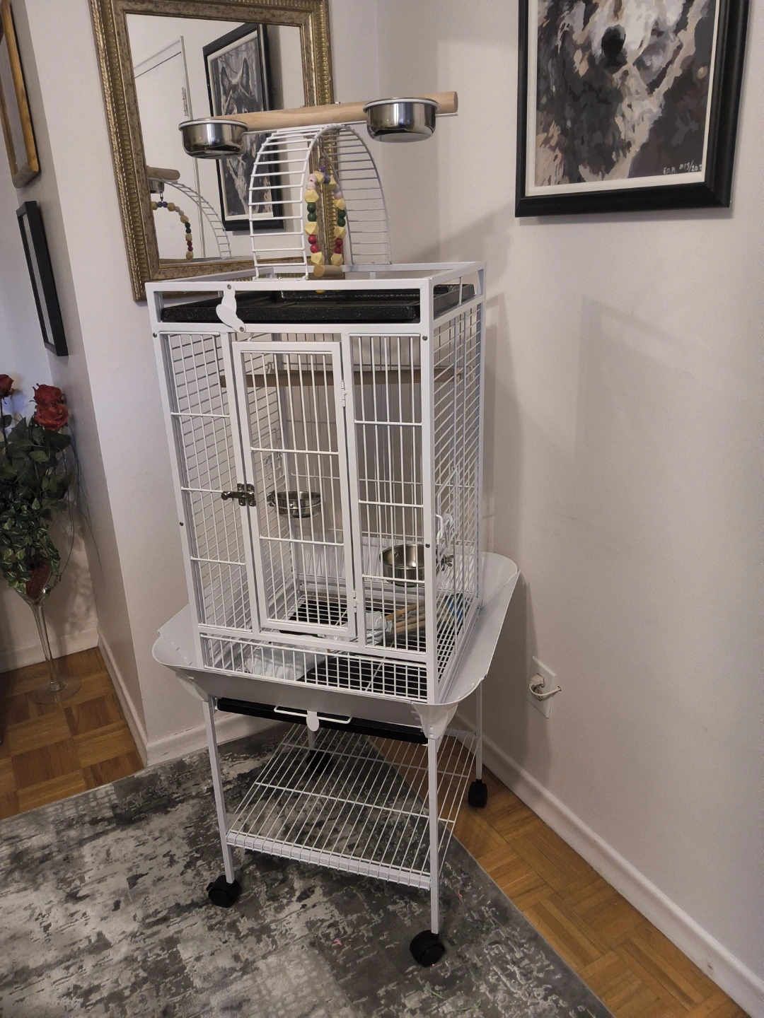 PawHut 61.5” Bird Cage with Stand & Play Top – Brand New