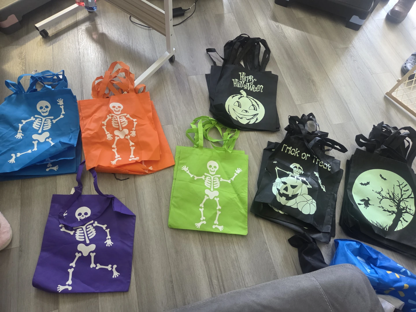 Halloween Tote Bags - Assorted Colours with Skeletons & Pumpkins