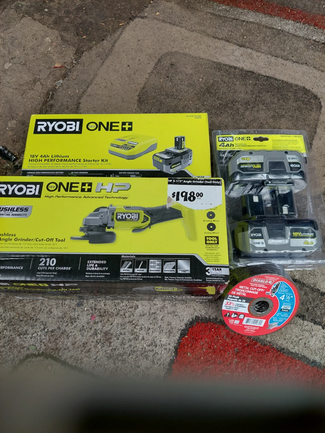 New Ryobi grinder,3battires,charger,disks