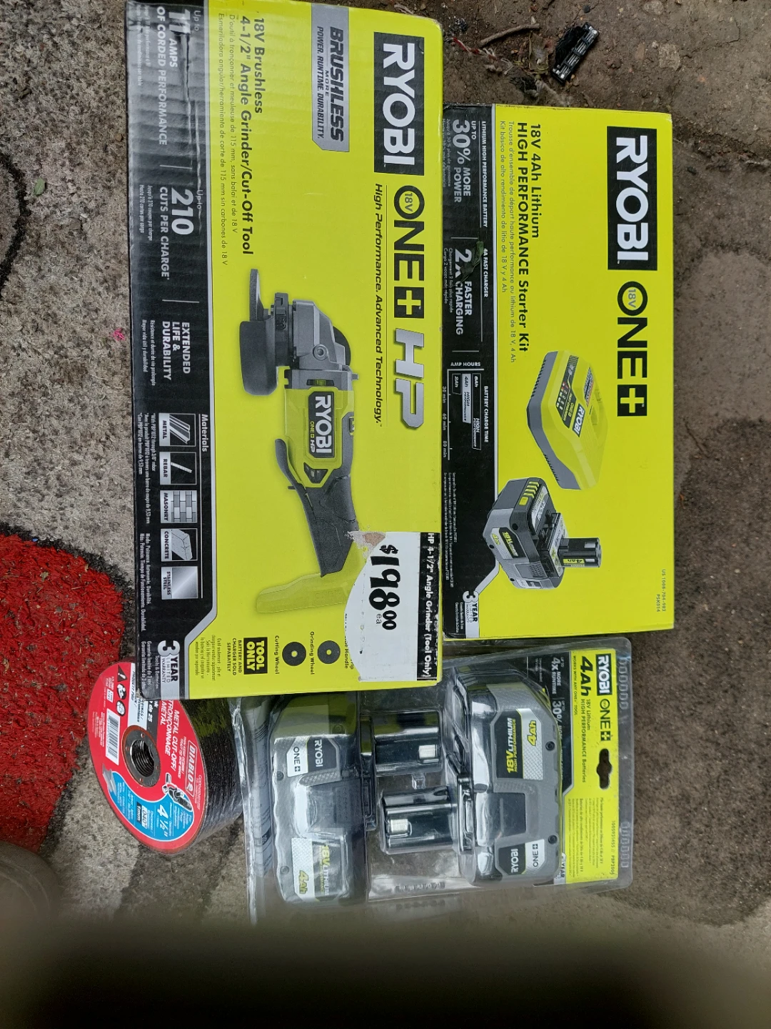 New Ryobi grinder,3battires,charger,disks - photo 2