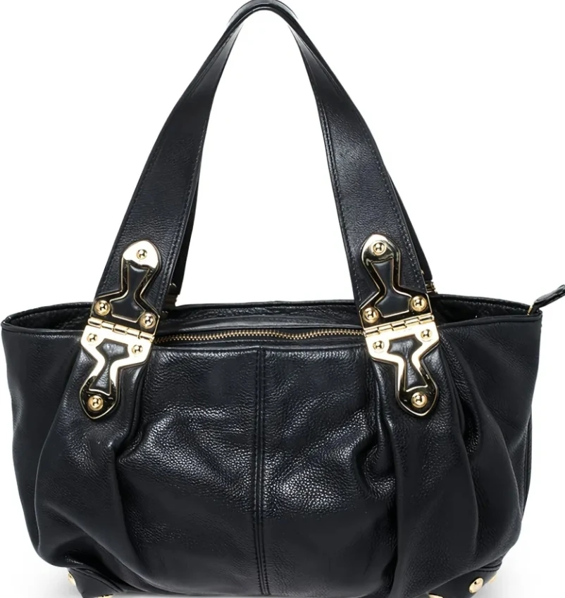 Vintage Michael Kors Joplin Black Pebbled Leather Hobo Bag - photo 2