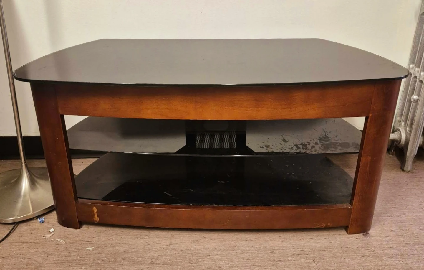 Solid Wood 3 Tier Tv Stand With Glass Top (Delivery Available) - photo 5