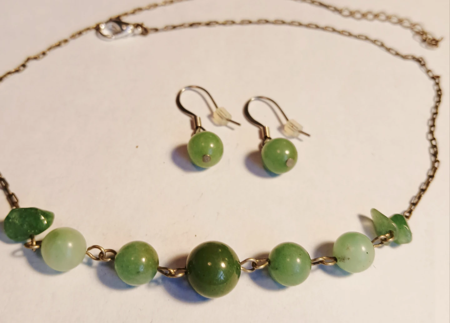 Jade Bead Necklace and Earring Set - photo 3