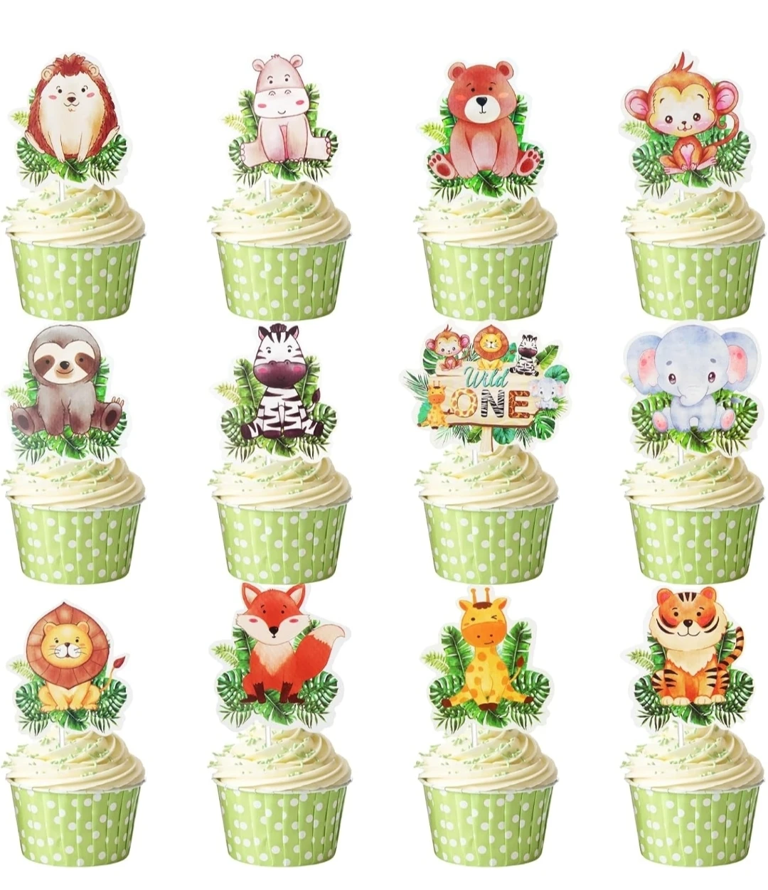 Woodland Jungle Animal Cupcake Toppers Set