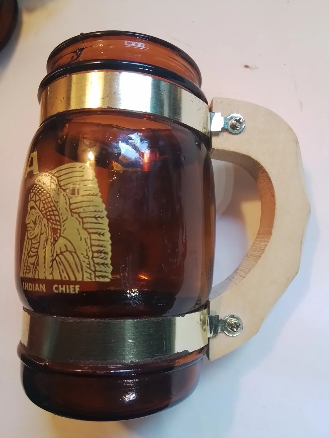 Set of 6 Vintage Canada Themed Amber Glass Mugs - photo 3