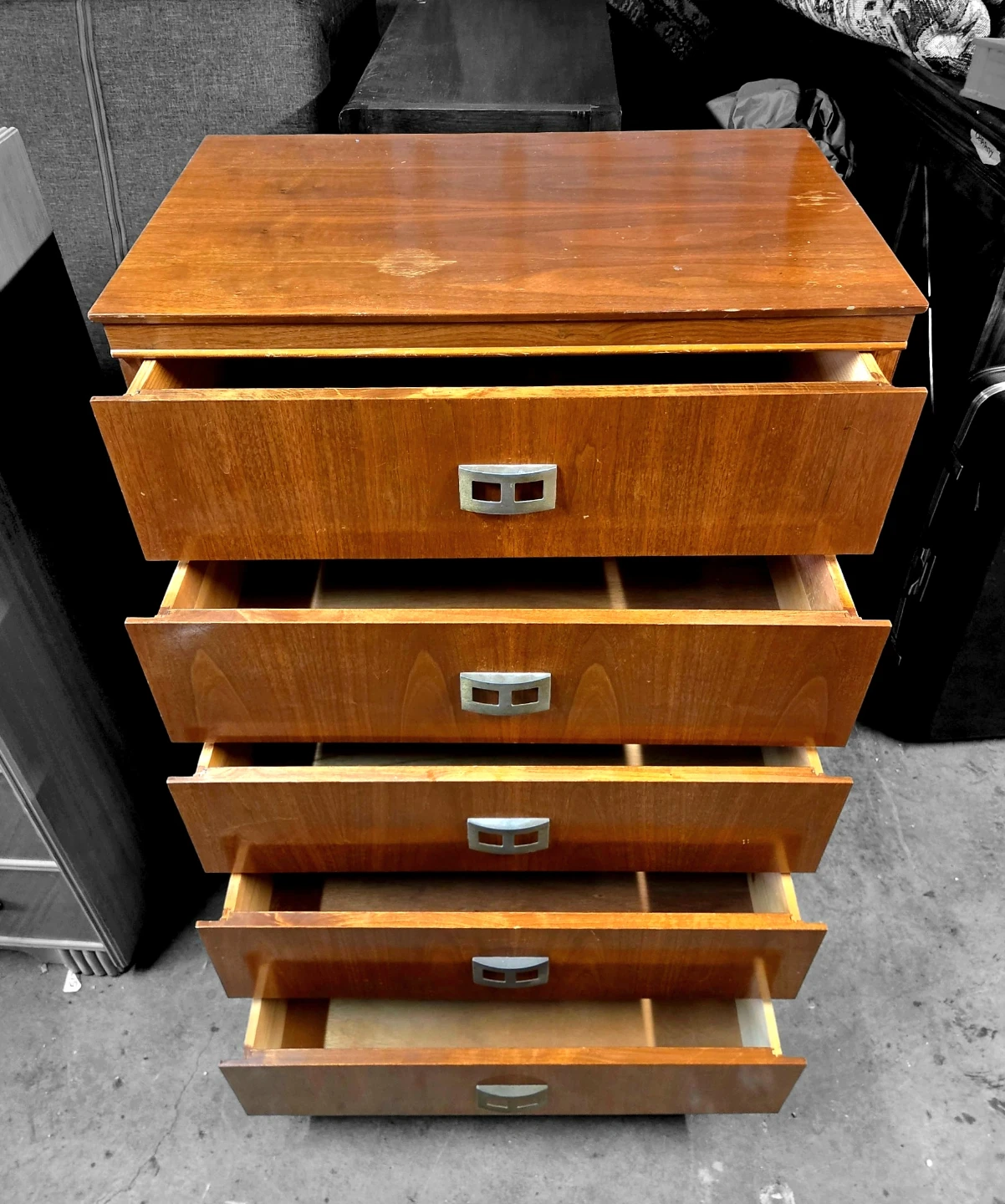Mid Century Five Drawer Tallboy Dresser - photo 5