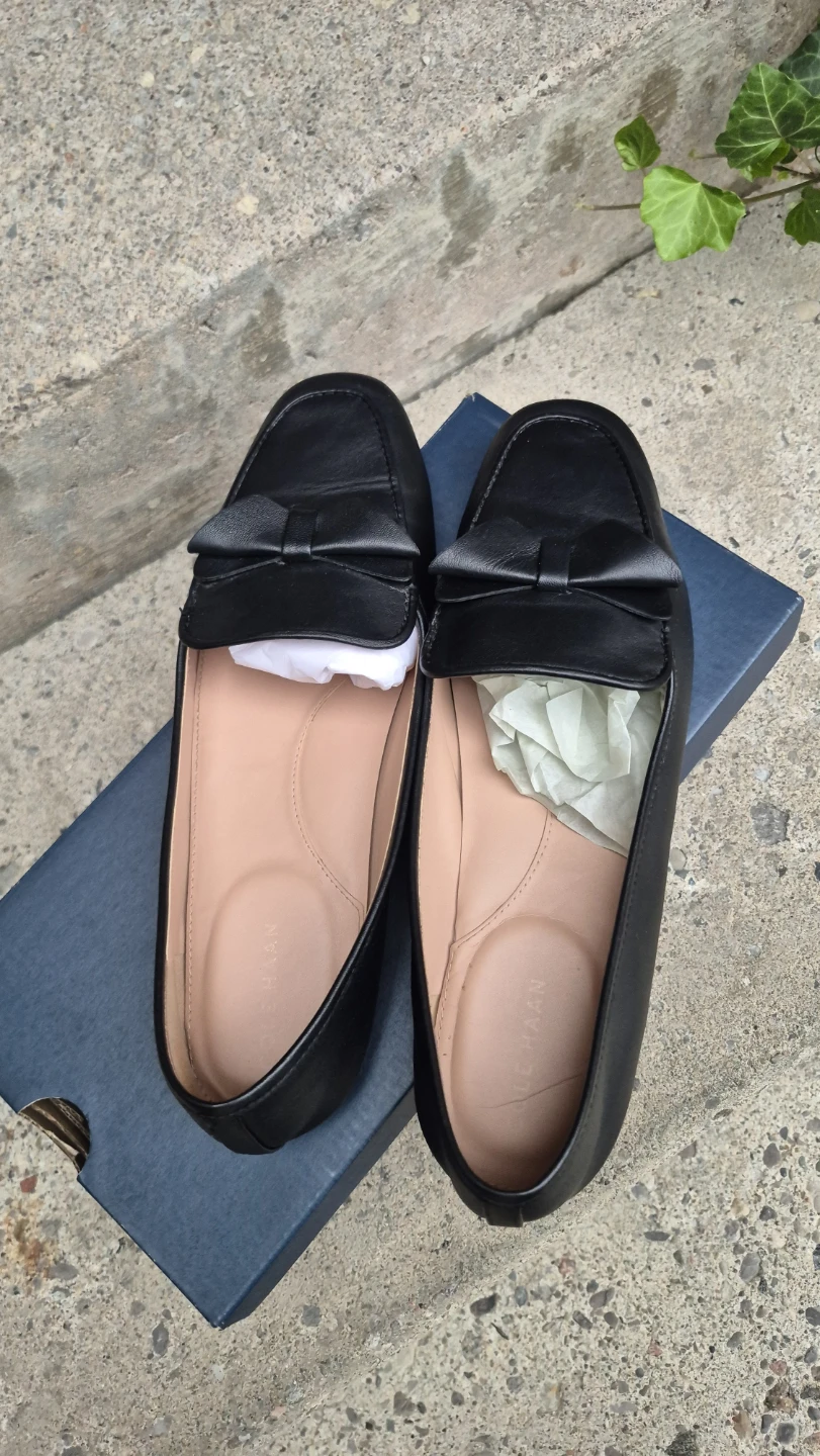 Cole Haan Black Leather Bow Loafers