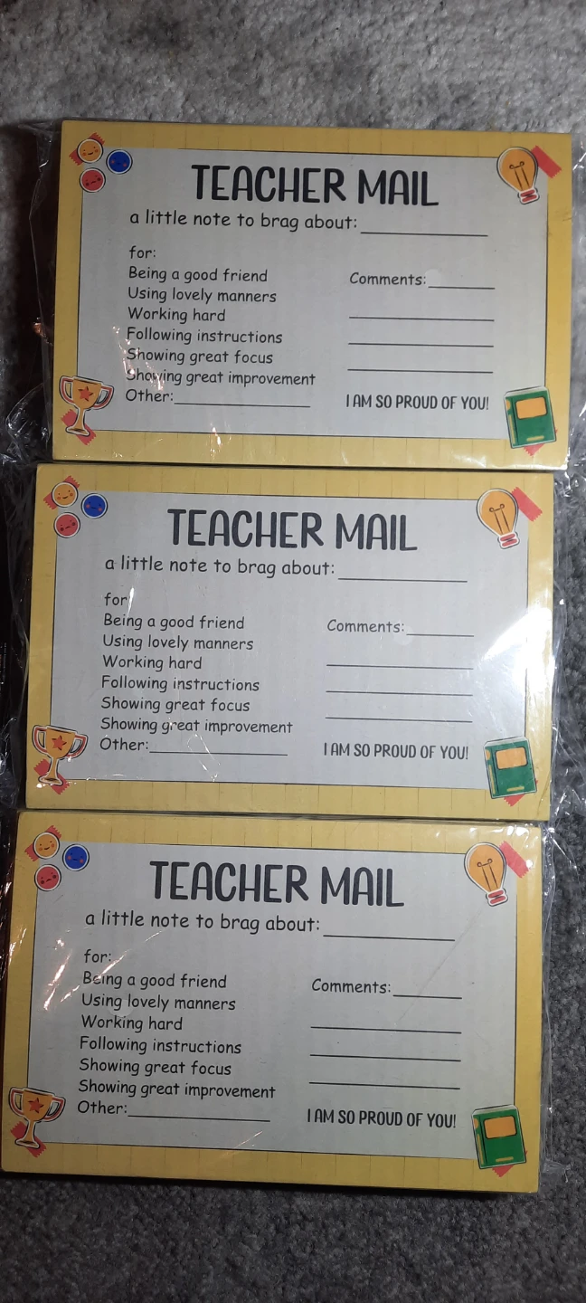 New x3 60 pcs Teacher Mail Praise Note Cards