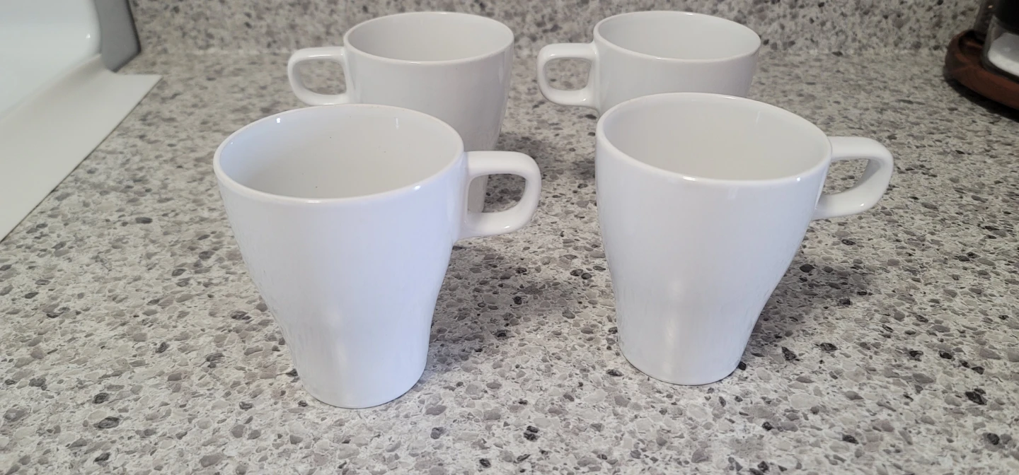 Set of 4 White Ceramic Mugs