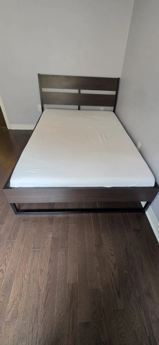IKEA Luroy Bed (Double/ Full) with  new matress- Dark Brown