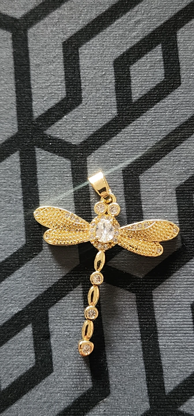 Gold plated Dragonfly Pendant  with Rhinestones