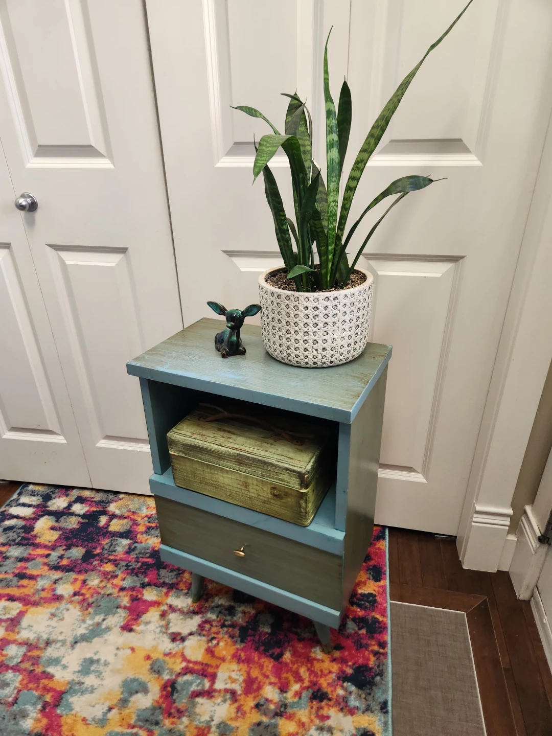 1950s Two-Tone Accent Table with Drawer, pretty & practical