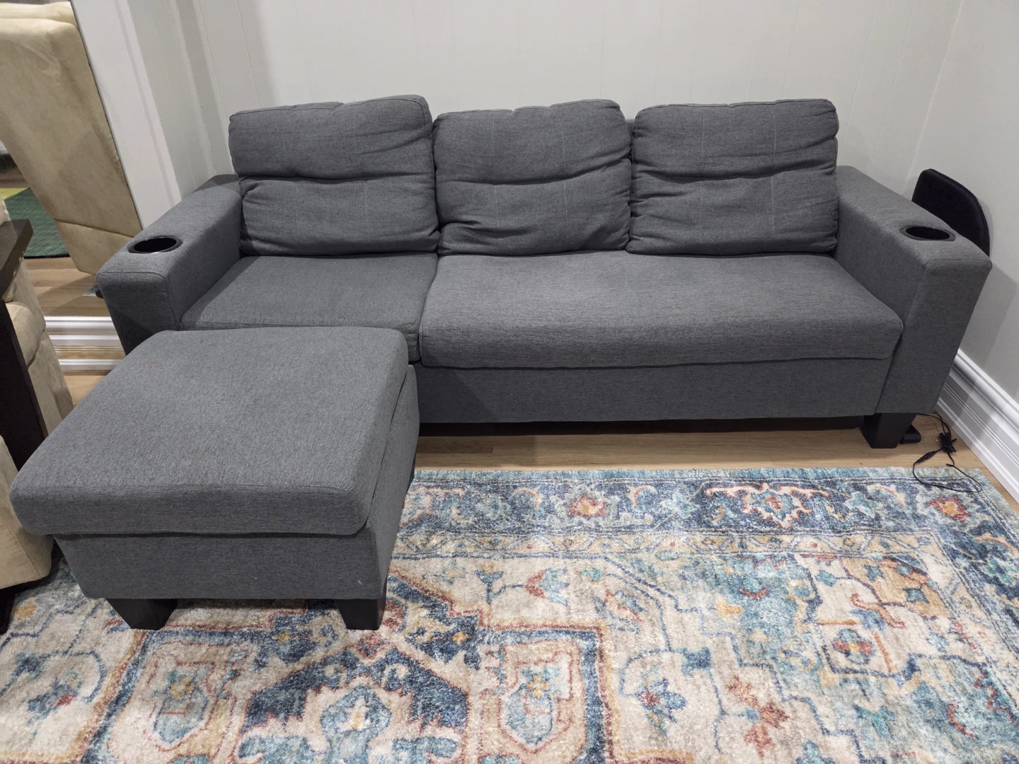 Grey Sectional Sofa with Ottoman - photo 2