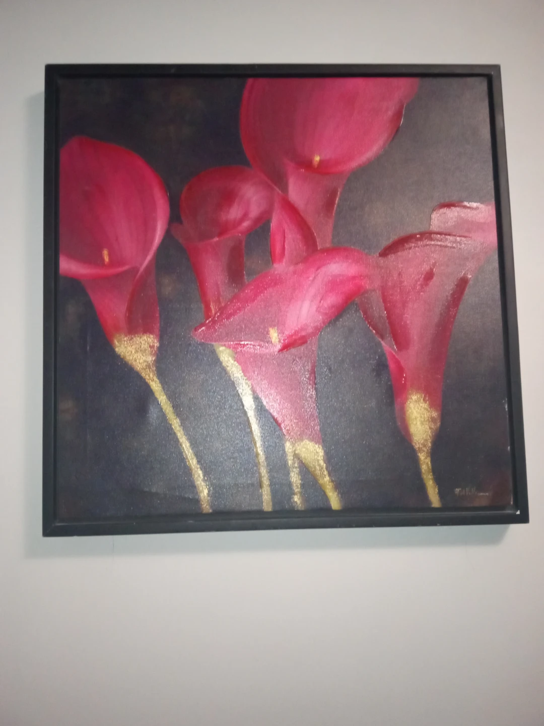 Framed Painting of Pink Calla Lilies