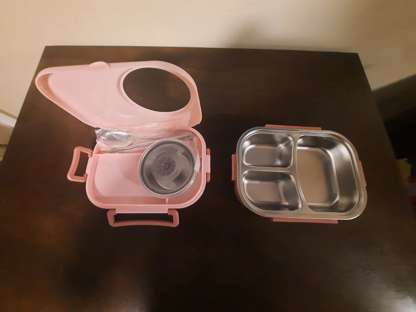 Pink Bento Lunch Box with Compartments