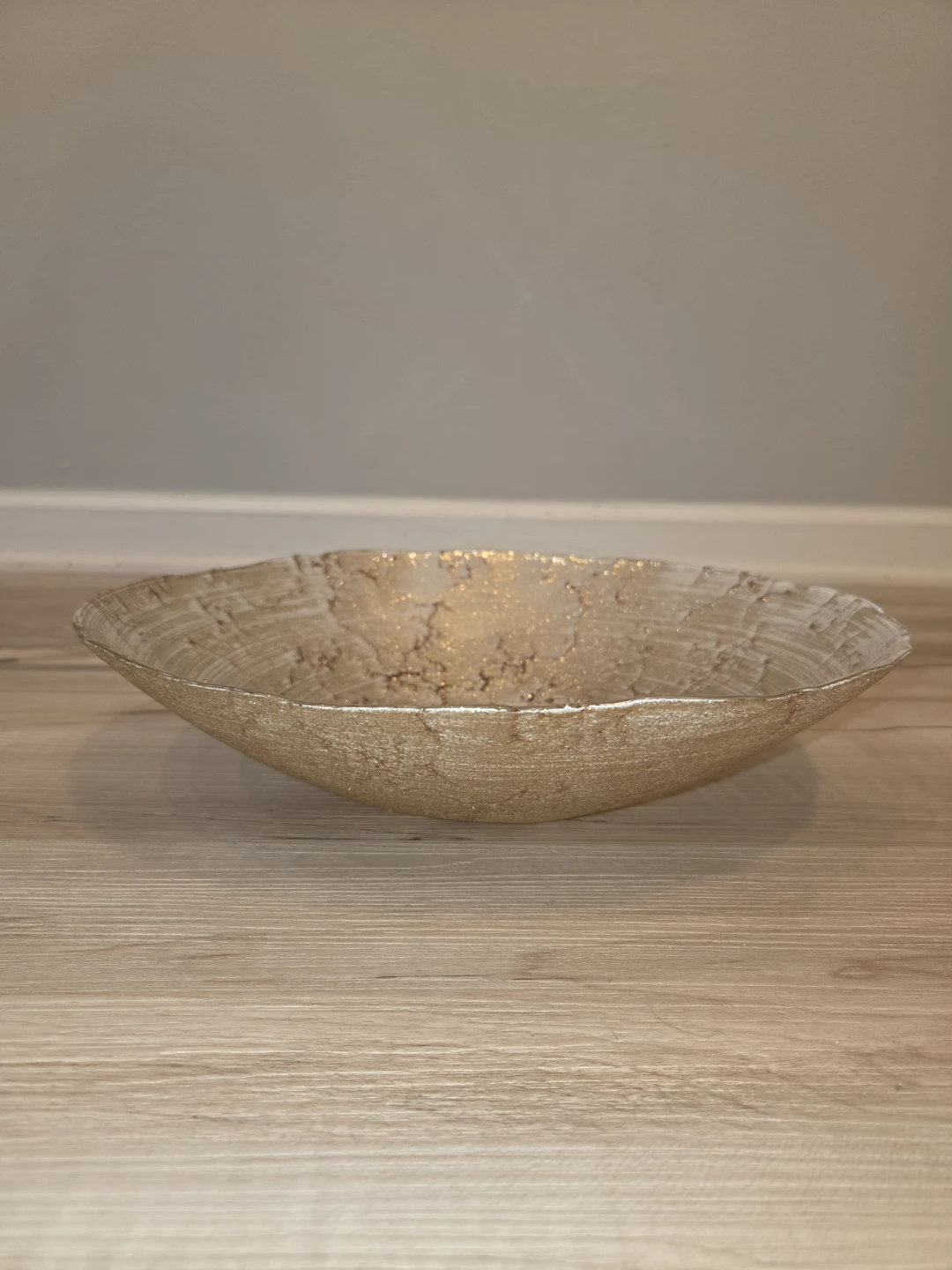 Turkish Art Glass 12" Bowl Beige, Sparkling Gold - photo 2