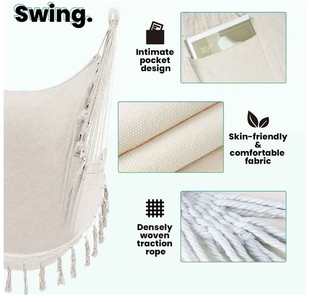 Hanging Hammock Chair with Stand - White - photo 4
