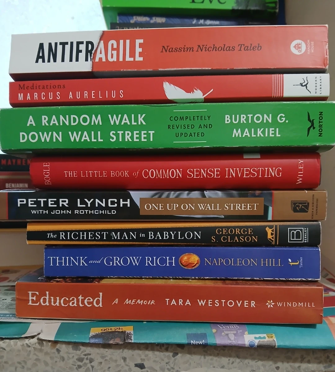 Stack of 8 Books Finance and Investing