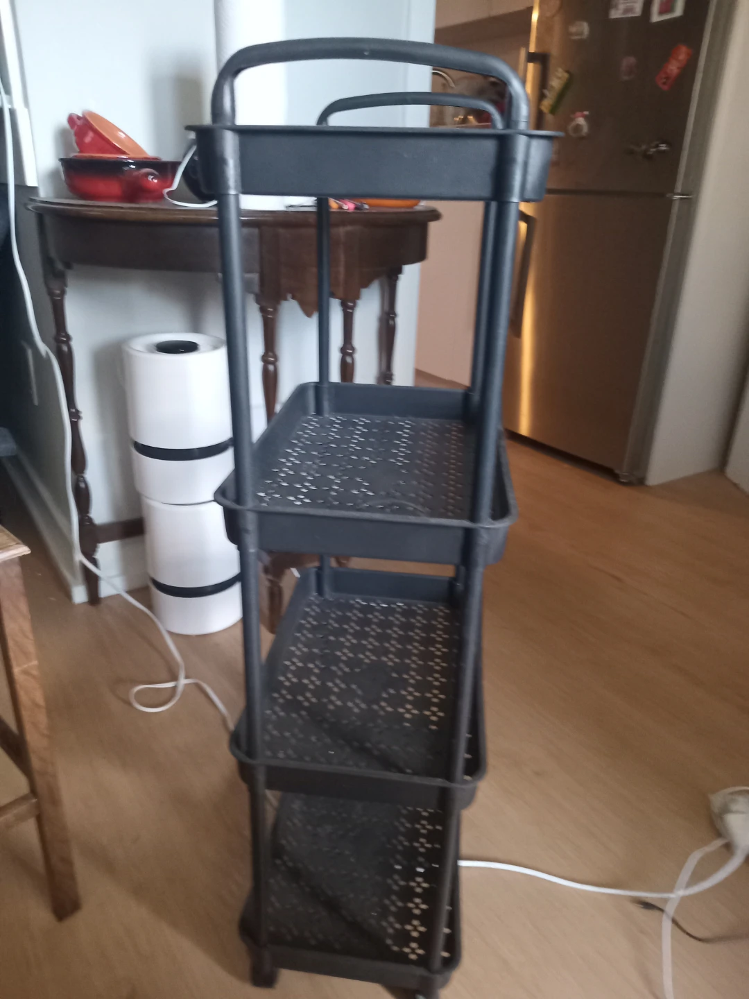 Black 3-Tier Rolling Utility Cart - photo 2