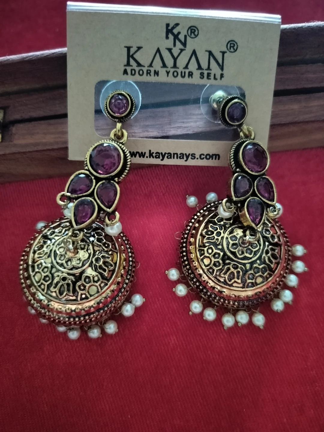 Drop Earrings with Purple Stones