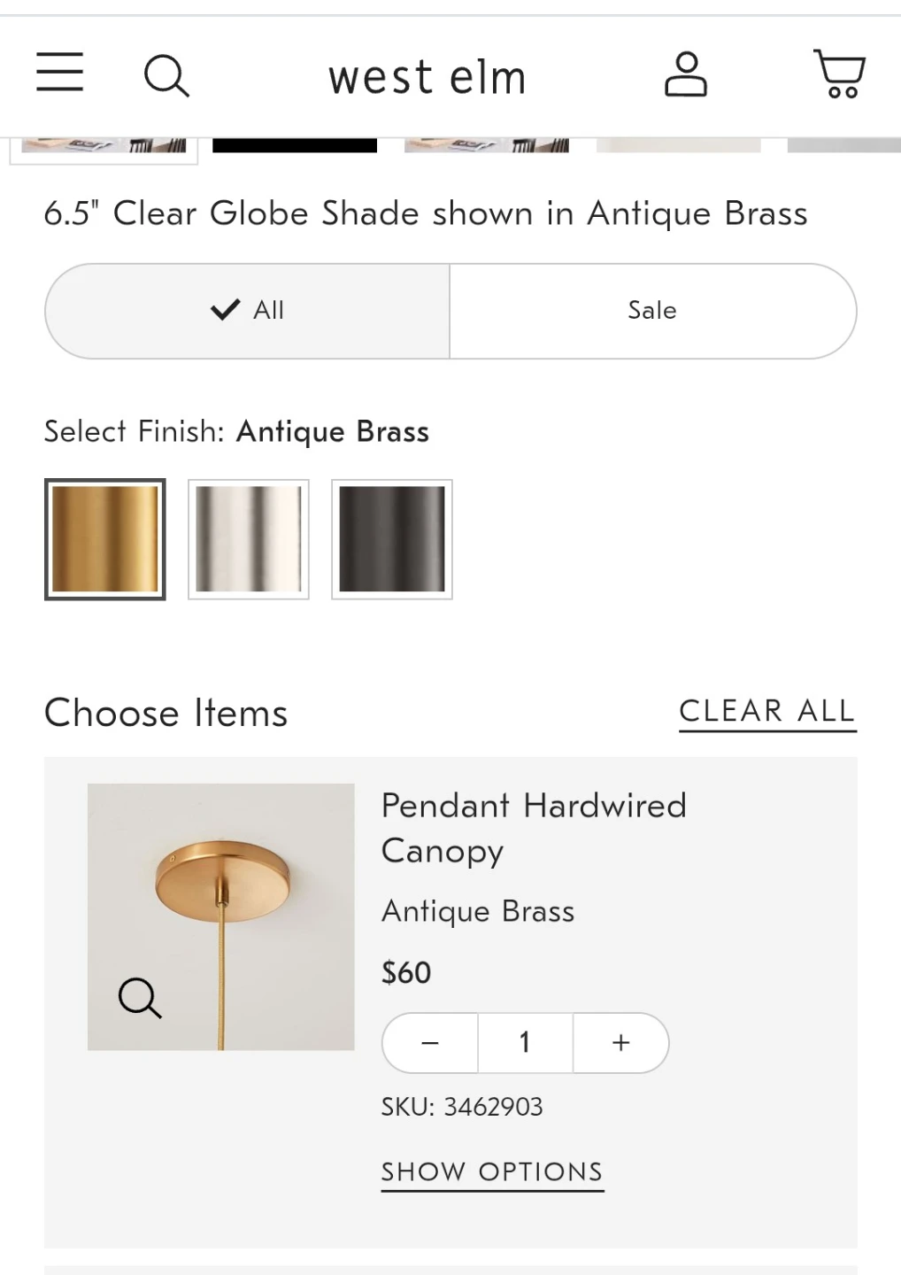 5 West Elm Antique Brass Pendants & 2 Sculptural Globes