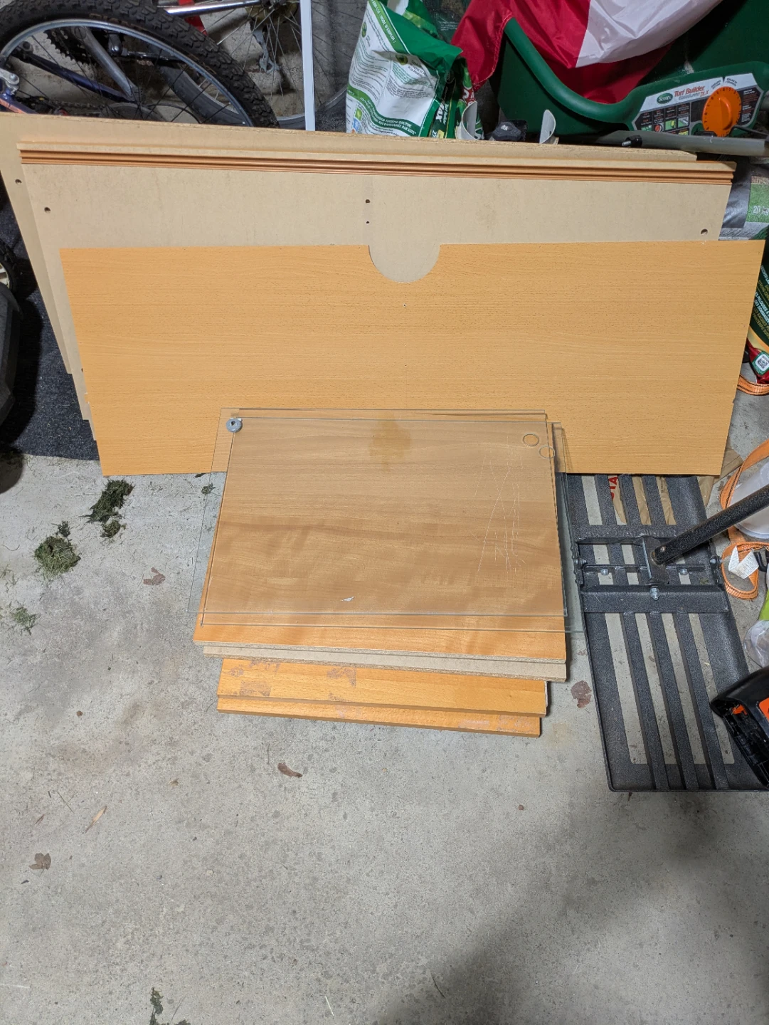 As Is - Wood and Glass Shelf Unit Parts