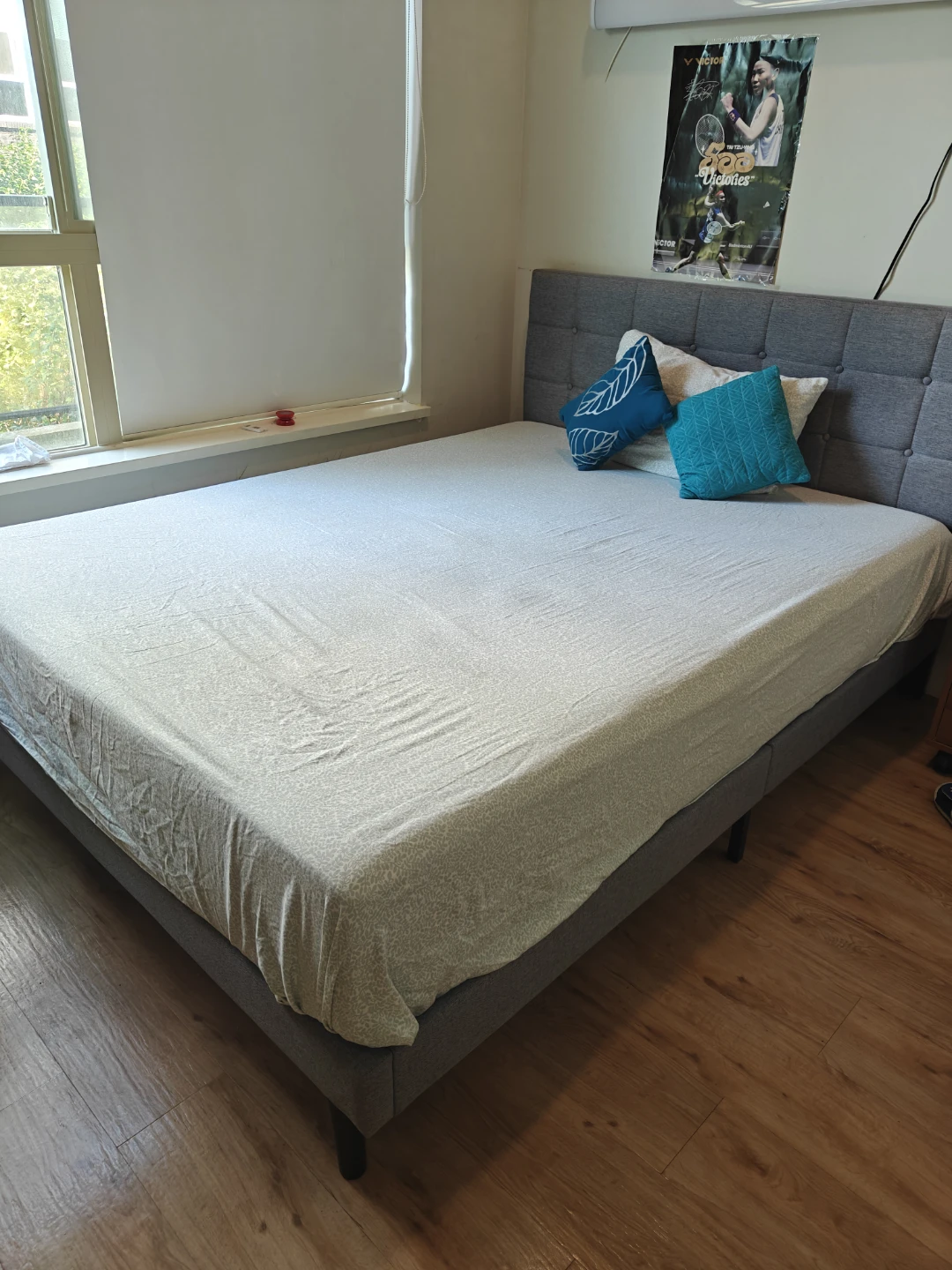 Queen Bed Frame with Upholstered Headboard