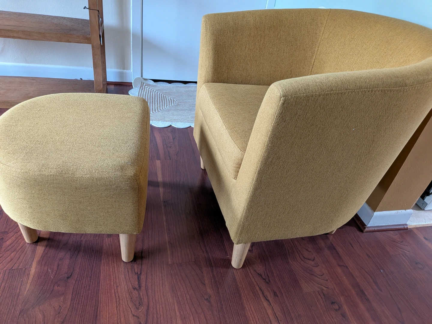 Yellow Accent Chair with Ottoman - photo 3