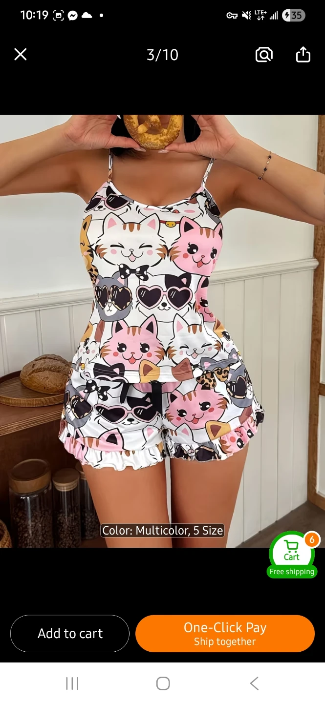 NEW Cute Cat Print Pajama Set 😻 - photo 3