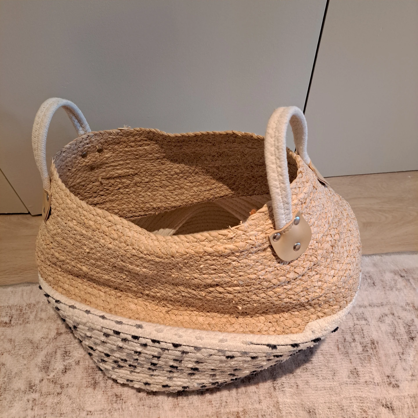 Large Natural Woven Storage Basket with Handles - photo 2