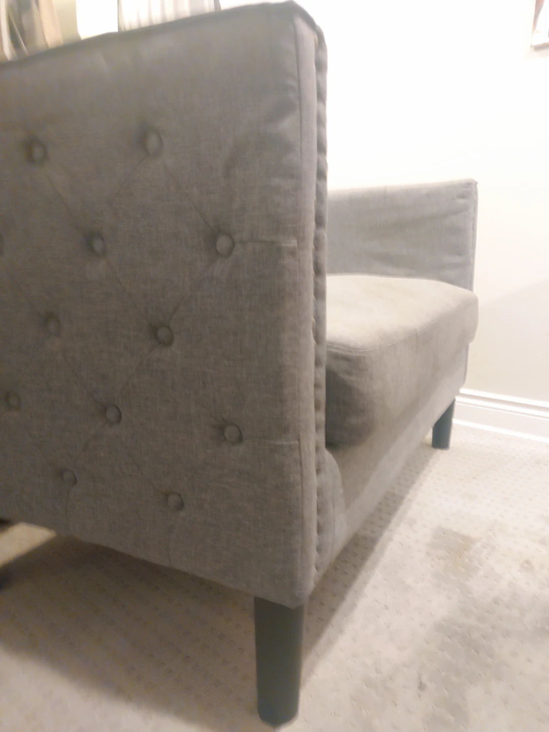 Grey Tufted Loveseat with Silver Studs - photo 3