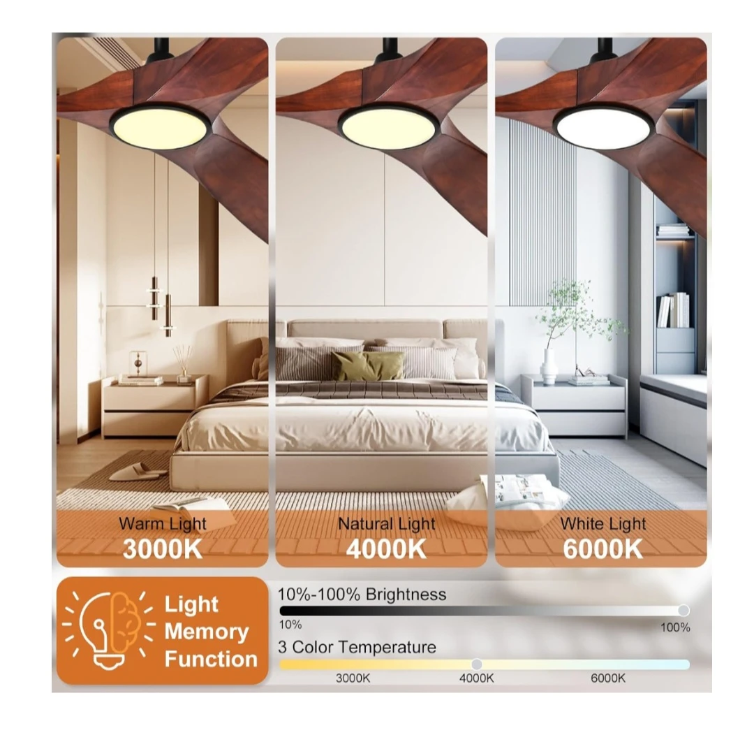 52 Inch Wood Blade Ceiling Fan with Light and Remote - photo 2