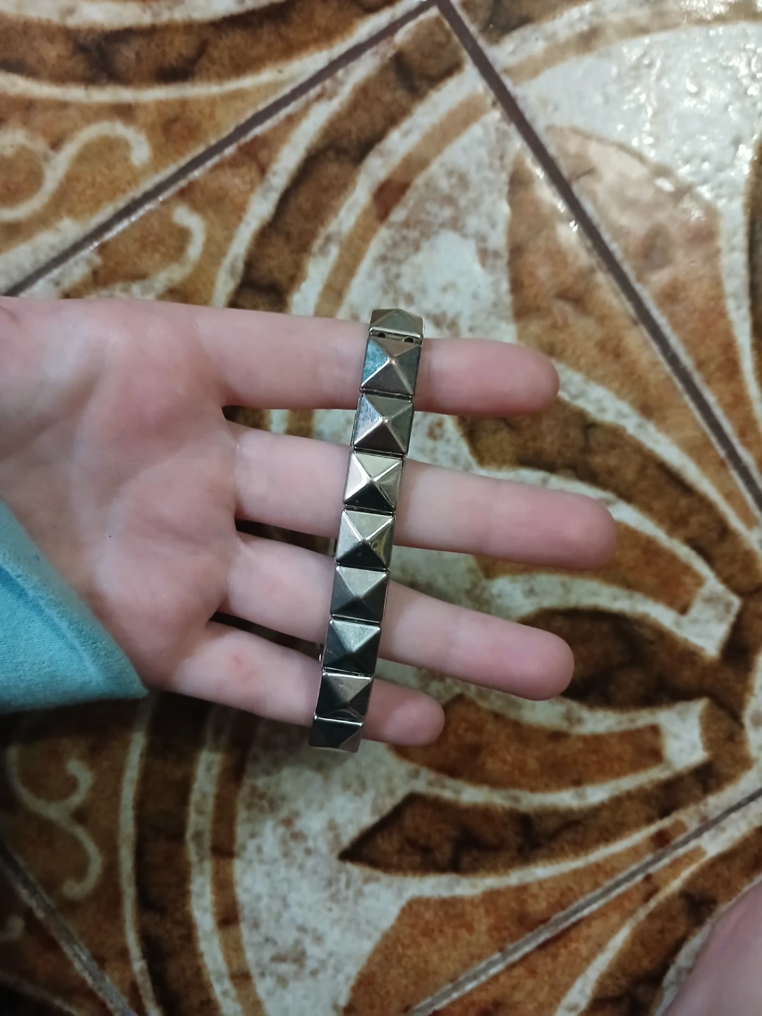 real Silver-tone Studded Bracelet and Bangles Set with Watch - photo 2
