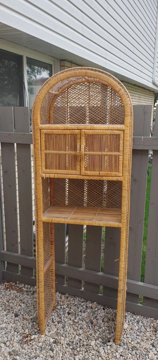 Wicker Arch Shelf Unit with Cabinet