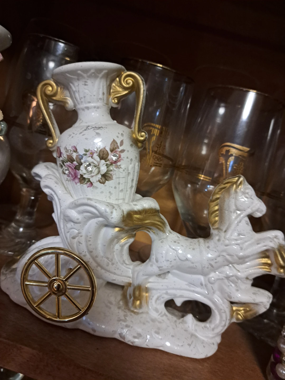 Berger Ceramic Horse Drawn Carriage Vase