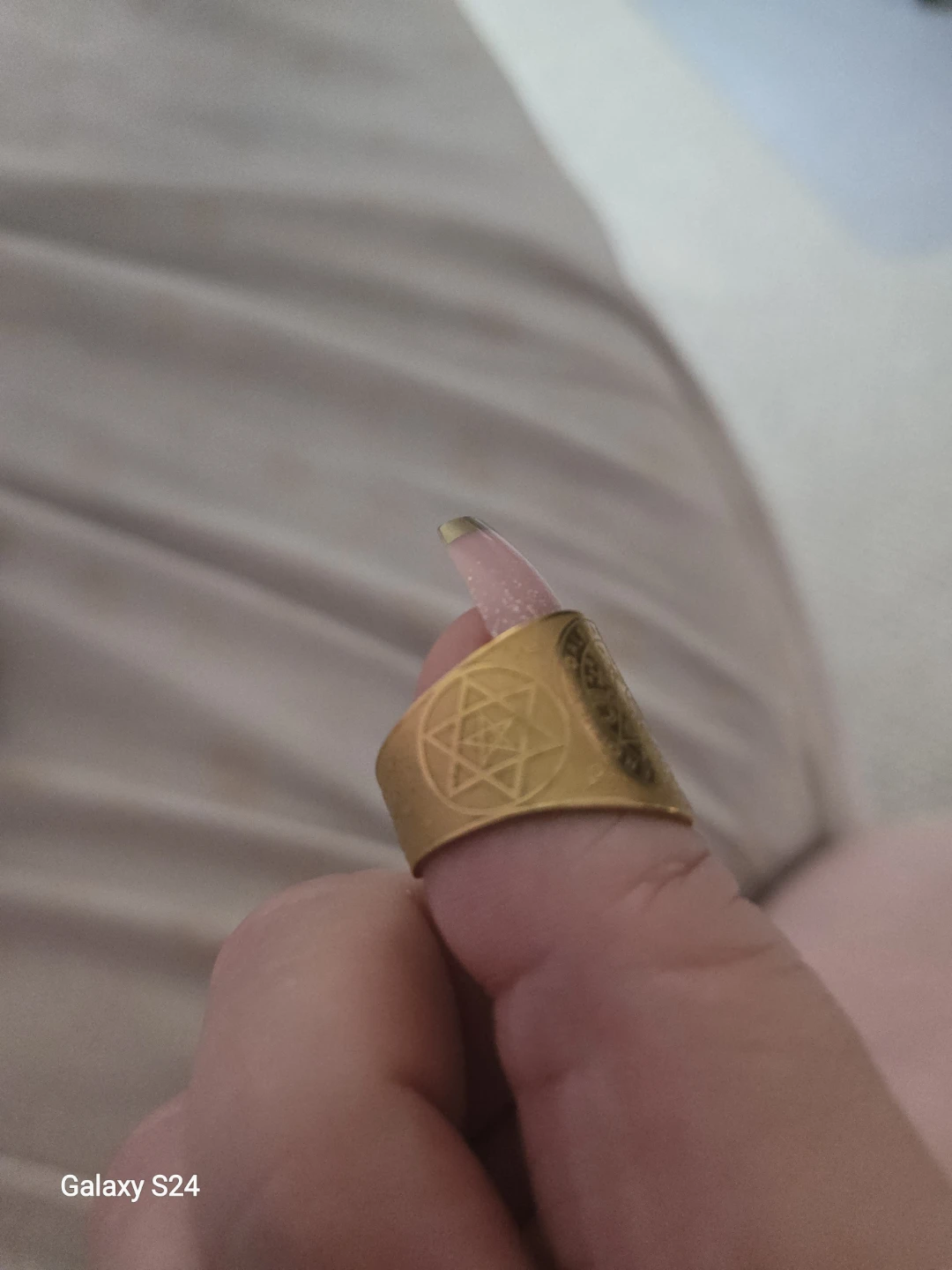Gold Tone Ring with Symbols - photo 2