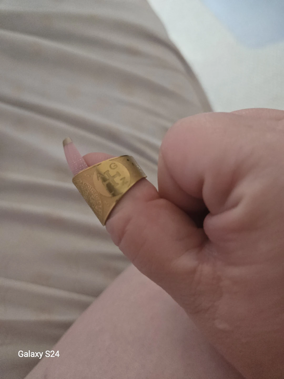 Gold Tone Ring with Symbols - photo 3