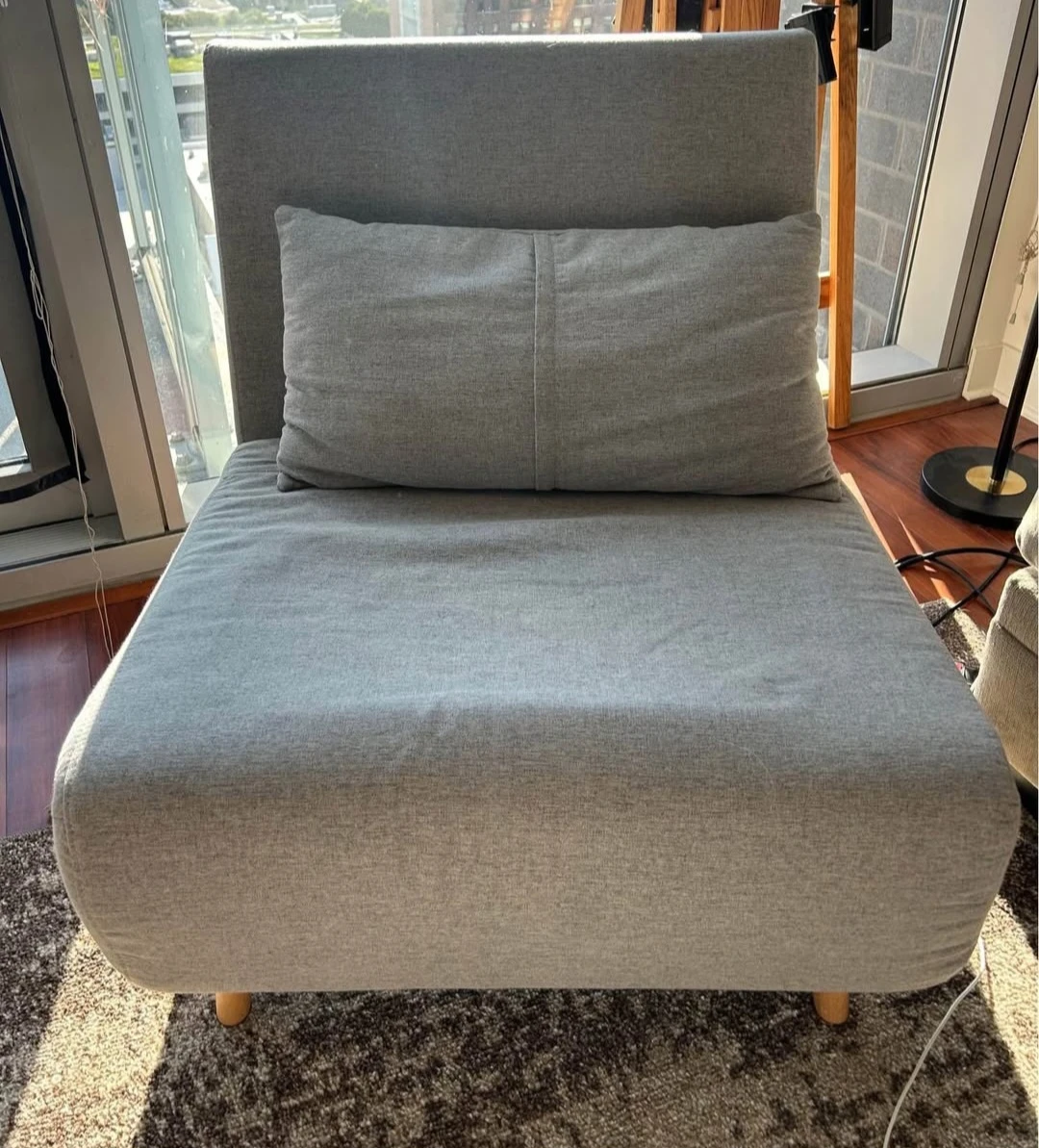 Gray Accent Chair with Pillow