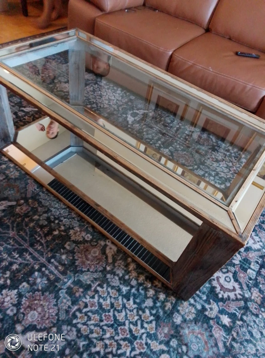 Mirrored Coffee Table with Wood Frame - photo 2