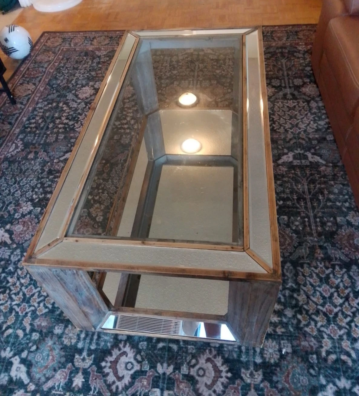 Mirrored Coffee Table with Wood Frame - photo 3