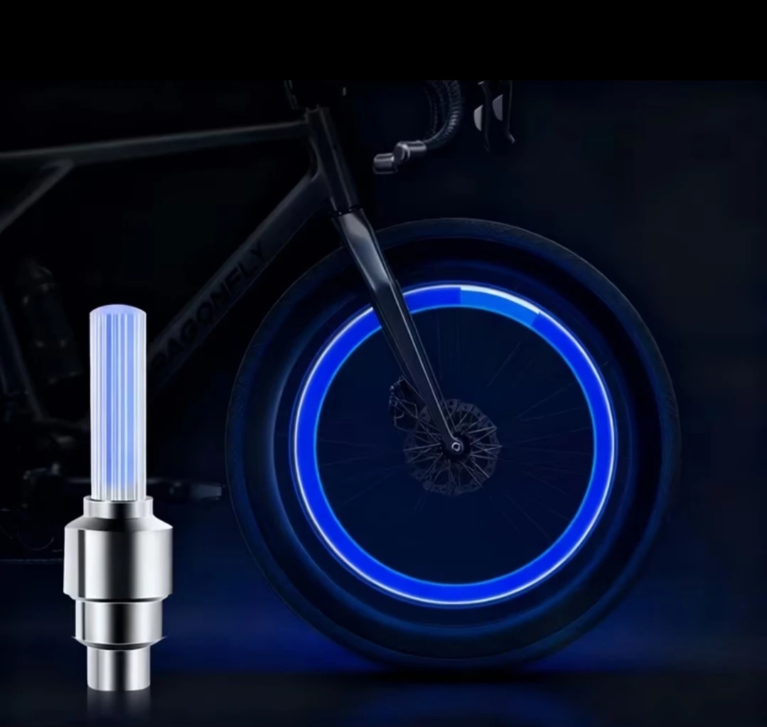 BLUE OR RED BIKE CAR TIRE VALVE LIGHTS NEW