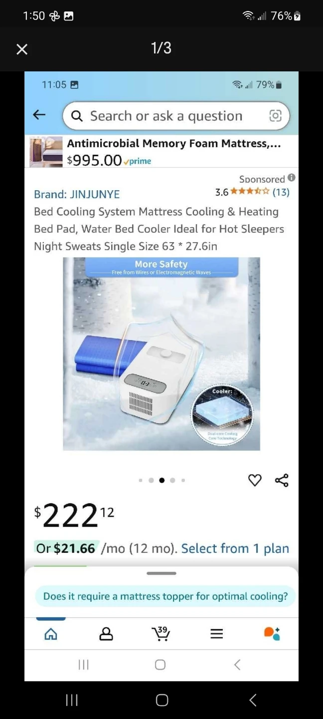 JINJUNYE Bed Cooling System Mattress Pad