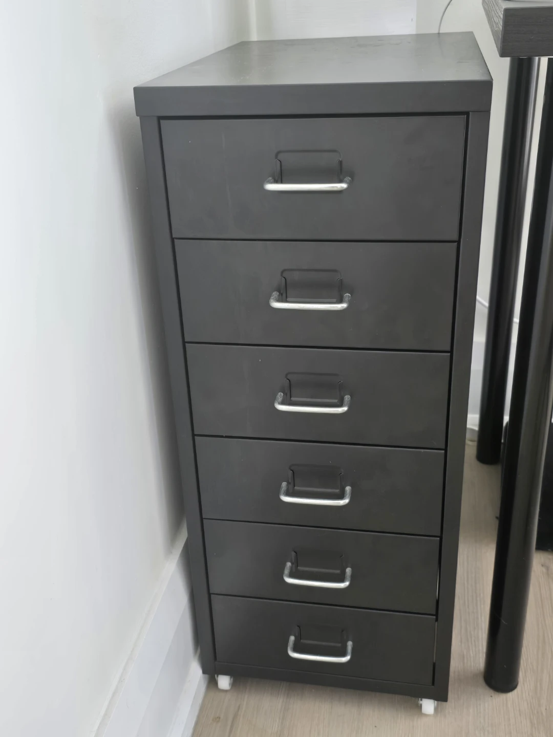 IKEA HELMER 6-drawer unit on casters, black