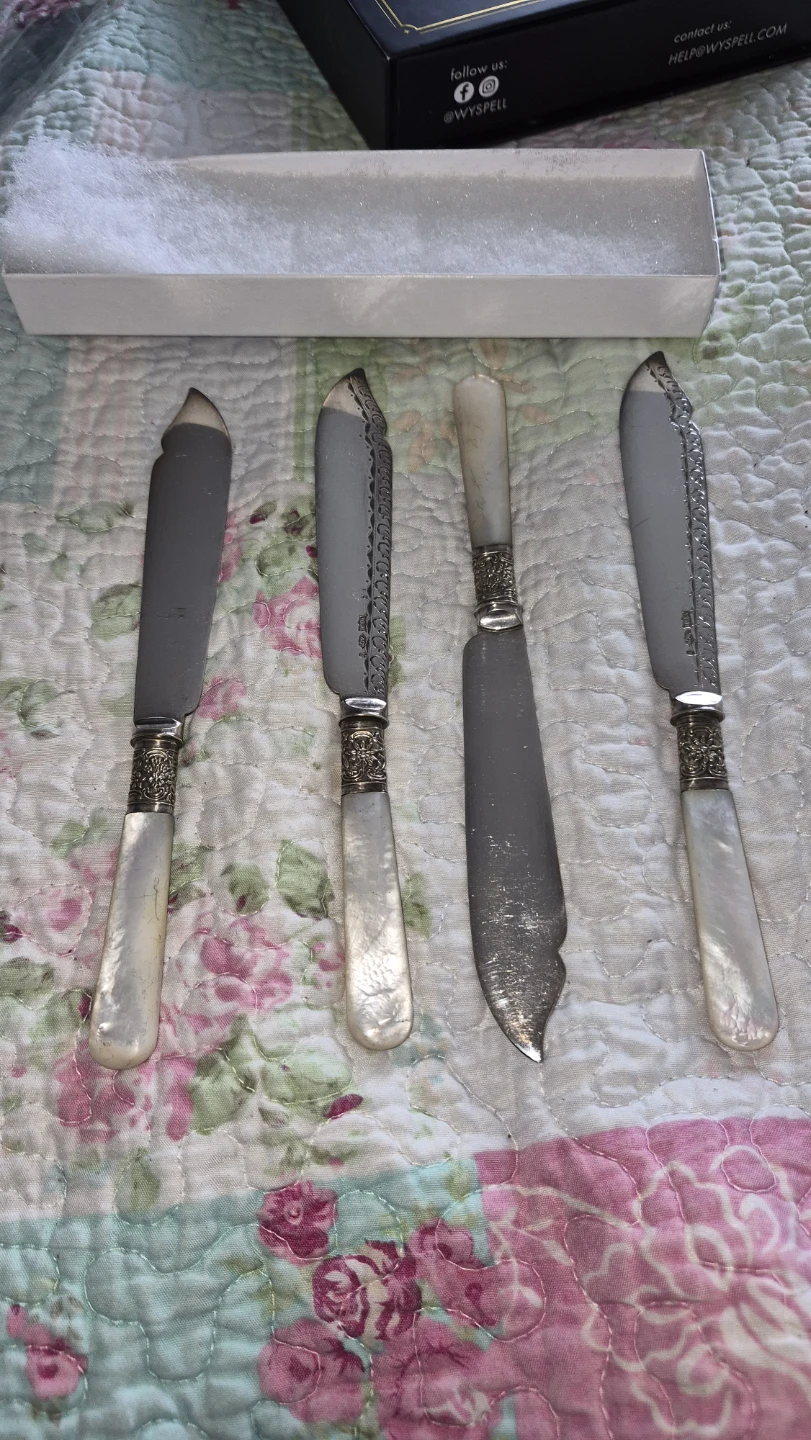 Set of 4 Vintage Butter Knives with Mother of Pearl Handles - photo 3