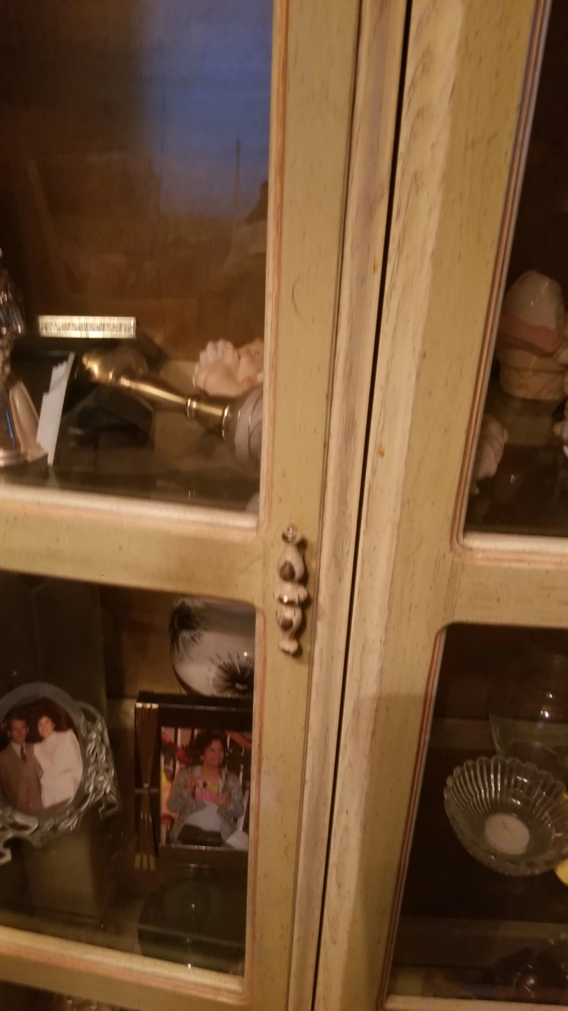 Light Yellow Curio Cabinet with Glass Doors - photo 2