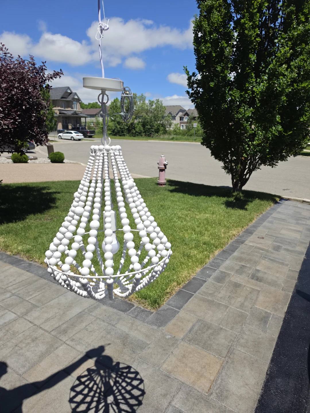 White Beaded Chandelier